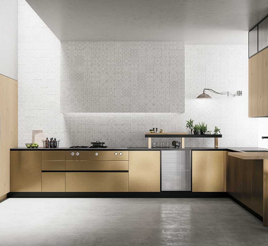 COCINA EN U CON EFECTO LATÓN