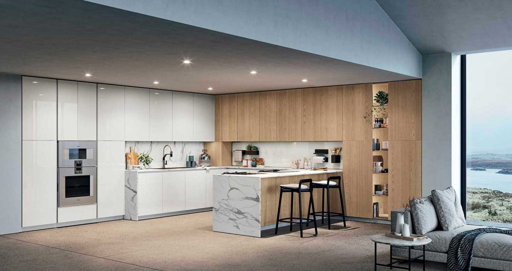 COCINA EN “U” ROBLE Y BLANCA - OBOE - Muebles de Diseño, Decoración y